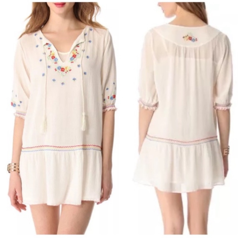 MES DEMOISELLES Floral Embroidery Intricate Tunic Top Sz EU 38 US 6 EXCELLENT